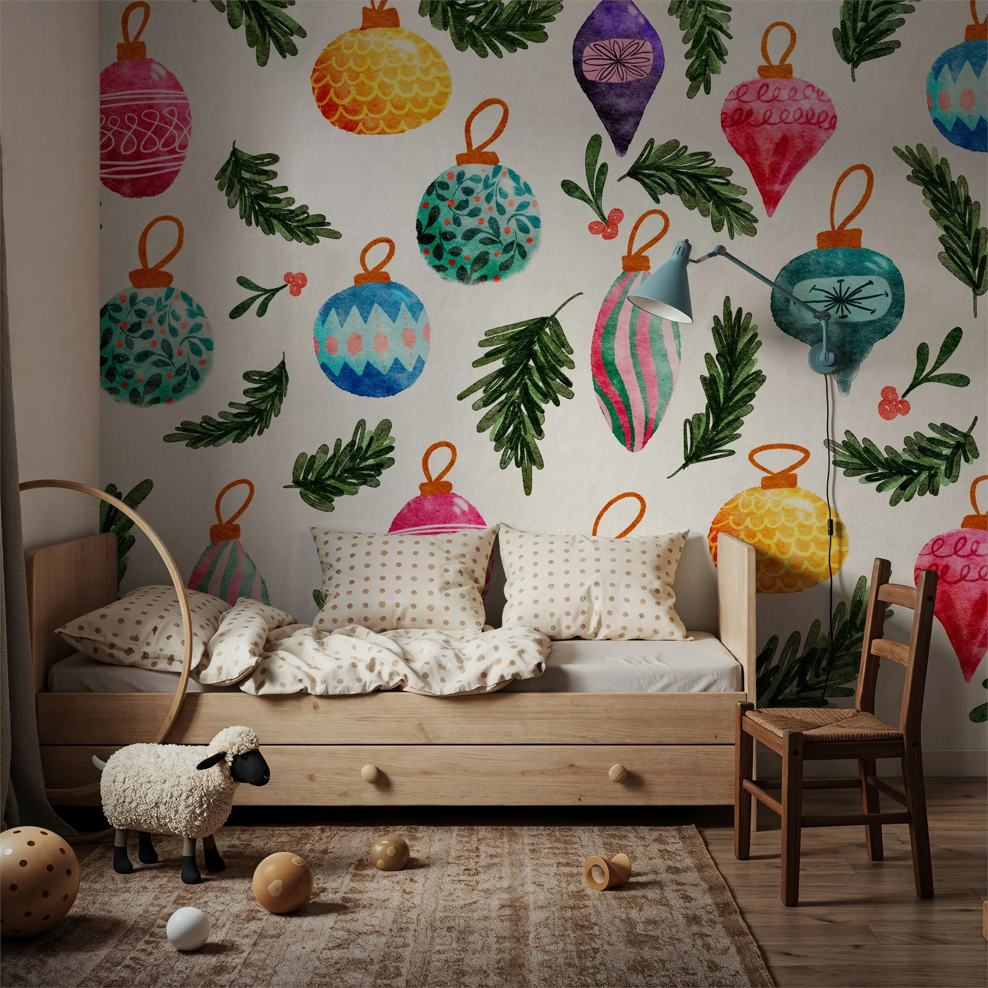 Custom Christmas Ornaments Wallpaper for Walls Made to Measure Large Wall Mural