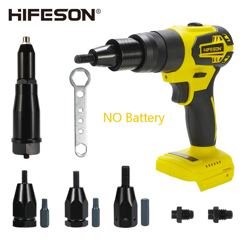 HIFESON NO Battery Double Use Brushless Electric Rivet Nails Gun Drill Insert Rivet Nut Gun Automatic Riveting Tool For M3-M12