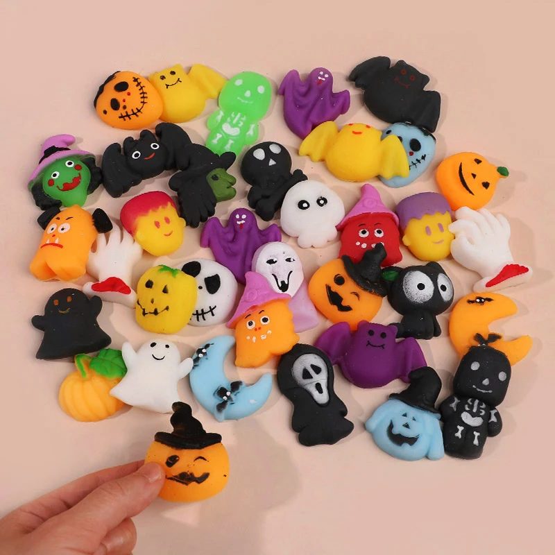 

10/20/30Pcs Halloween Squishy Toys Cute Pumpkin Ghost Halloweens Treats Gift Goodie Bag Filler Party Supplies for Kids Boy Girl