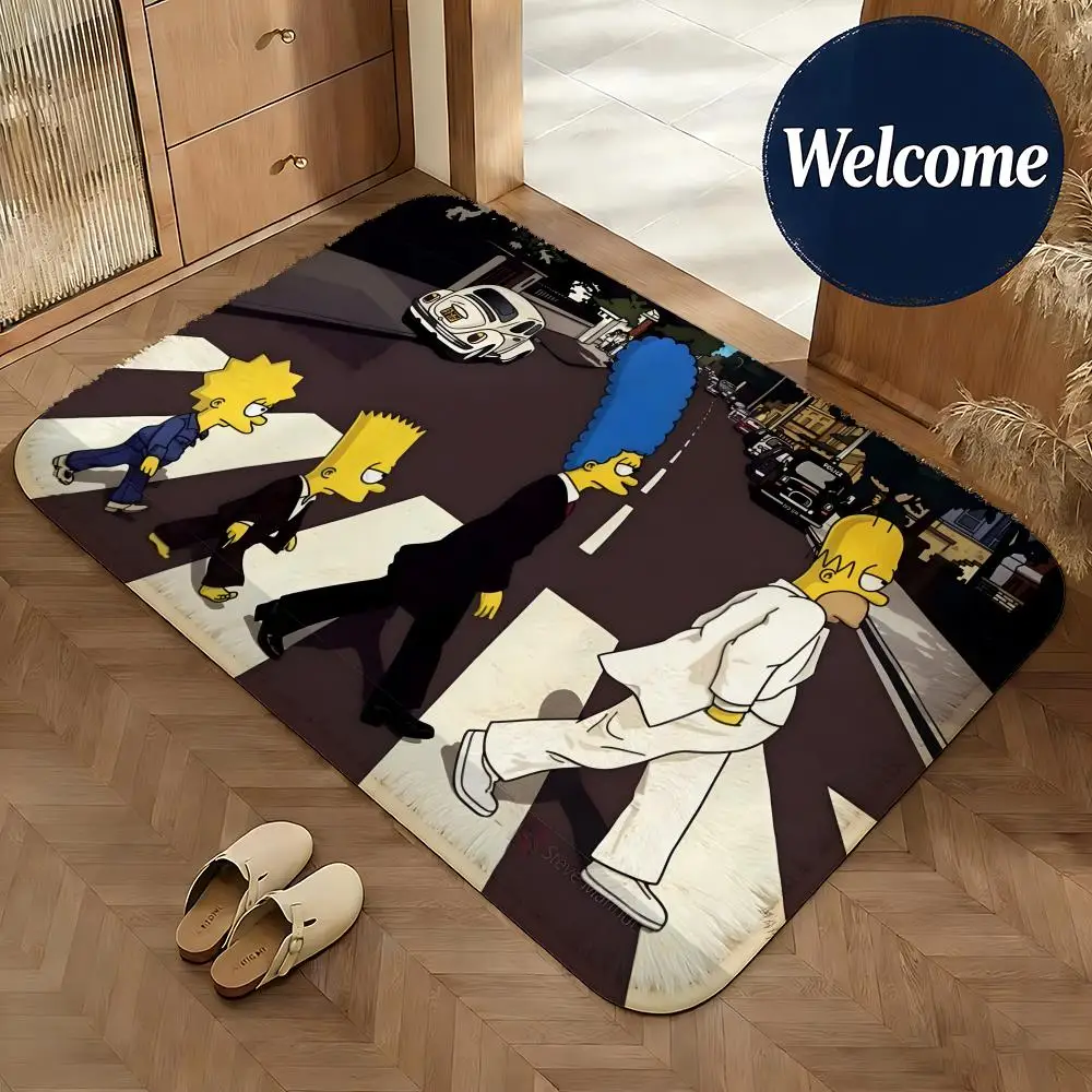 Soft Flannel Floor Mat Cartoon The Simpsons Floor Mat Non-Slip Absorbent Doormat Bathroom Bedroom Home Decor Rug