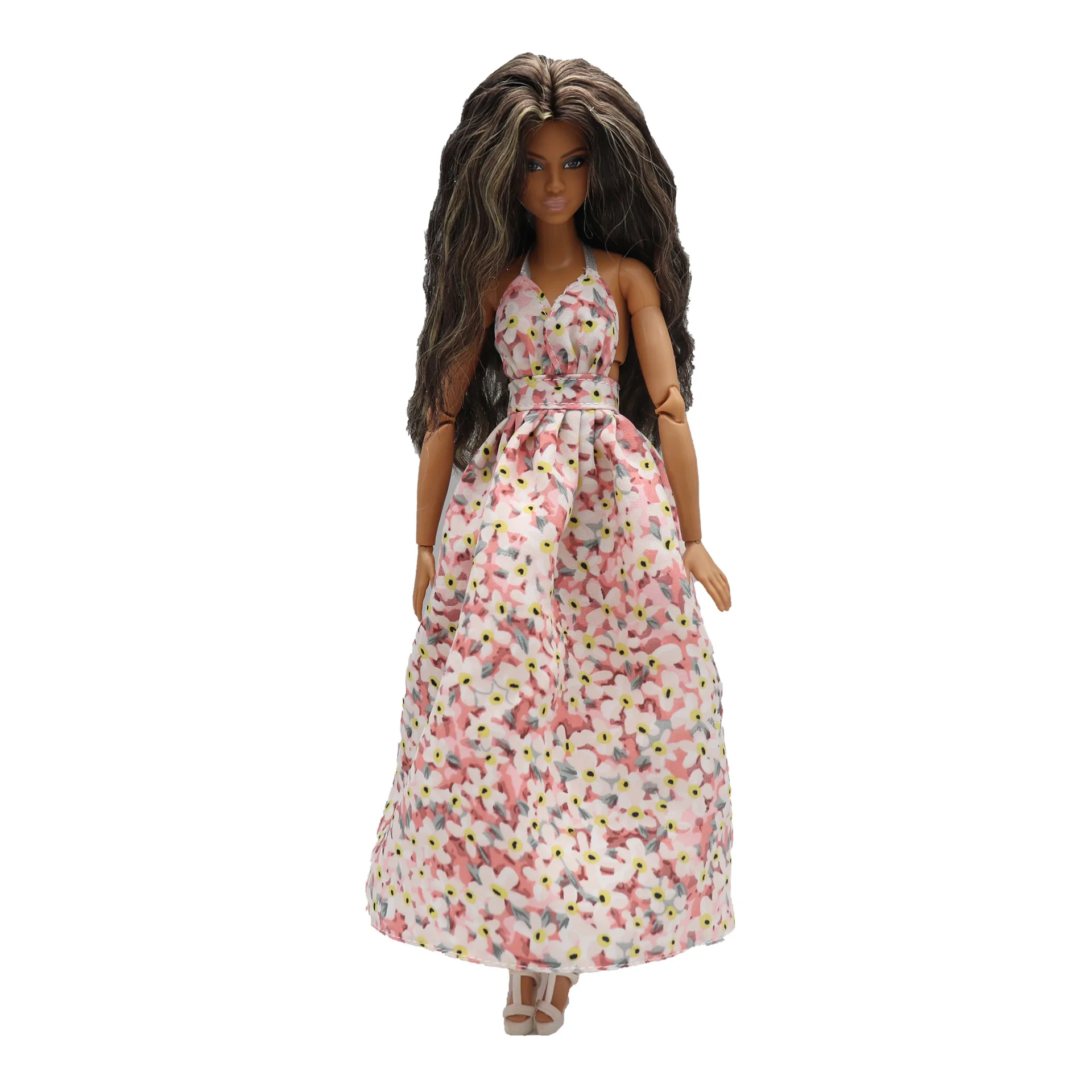 30 cm Puppenkleidung Zubehör Mode Reisen Halskette Rückenfreies Blumenkleid Puppe Tägliches Anziehen Geeignet für FR PP BJD Xinyi