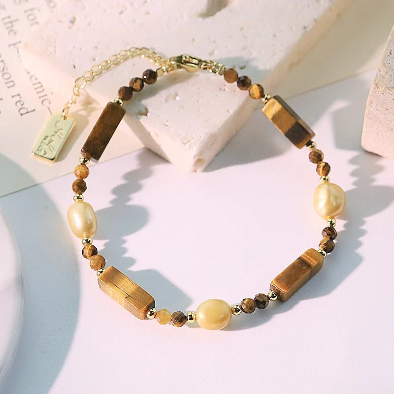 Colorful Natural Pearl Long Strip Tiger Eye Stone Bracelet New Design Adjustable Bracelet Gift for Banquet Women Jewelry GB1368