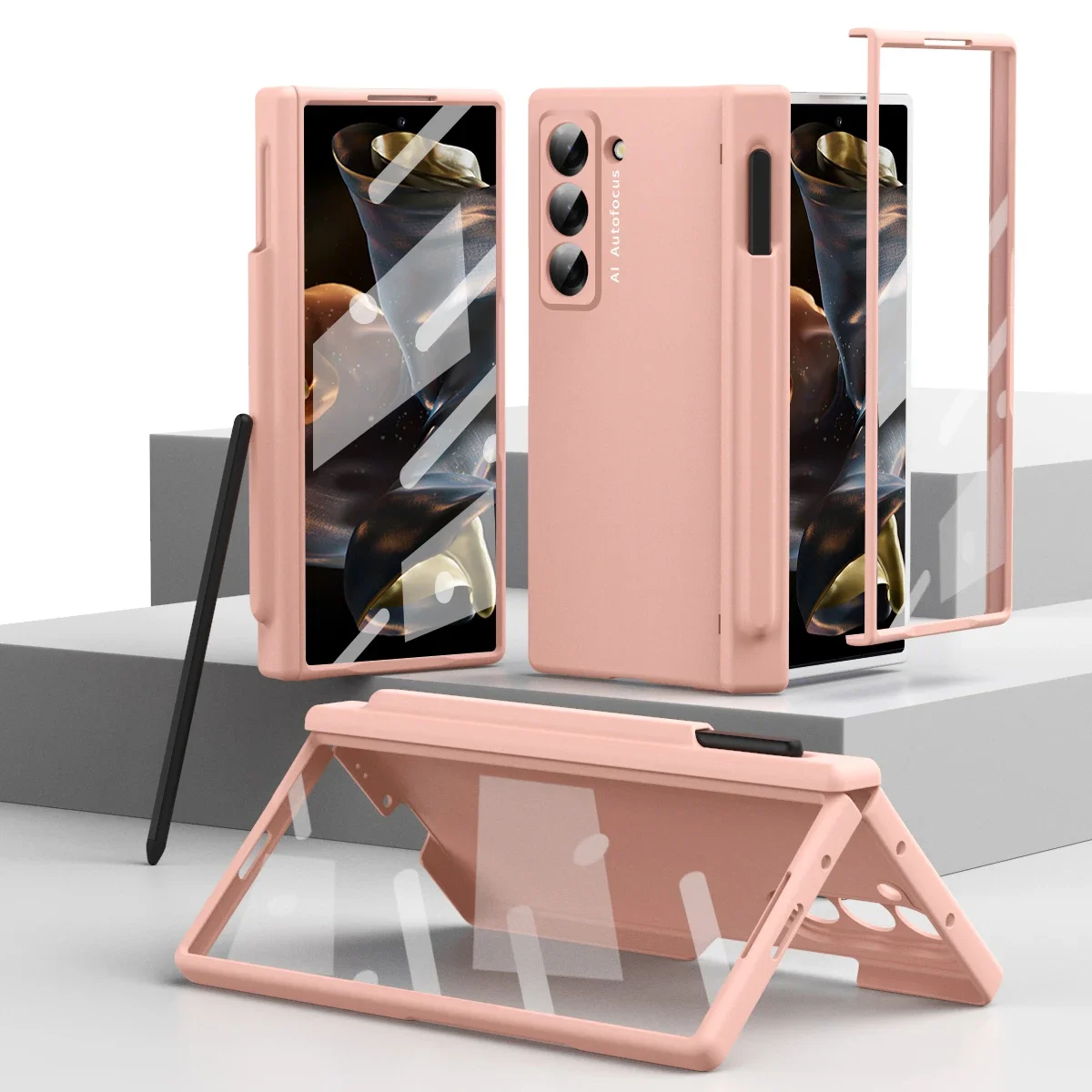 

With Touch Pen For Samsung Galaxy Z Fold 6 7 5 5 4 3 TriFold Case Hinge Armor Shockproof Full Screen Protector Folding Cover