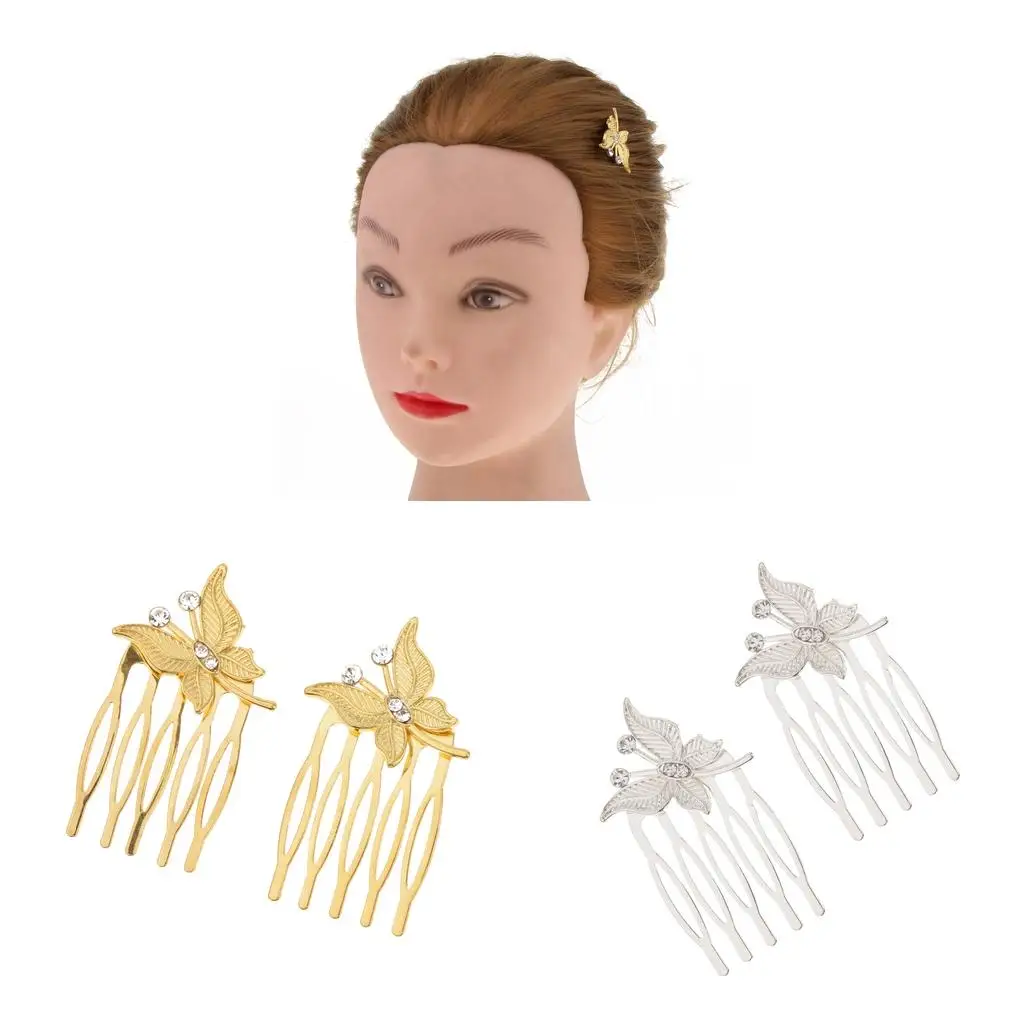 Pack of 2 Bridal Butterfly Rhinestone Hair Comb Hair Accessory
