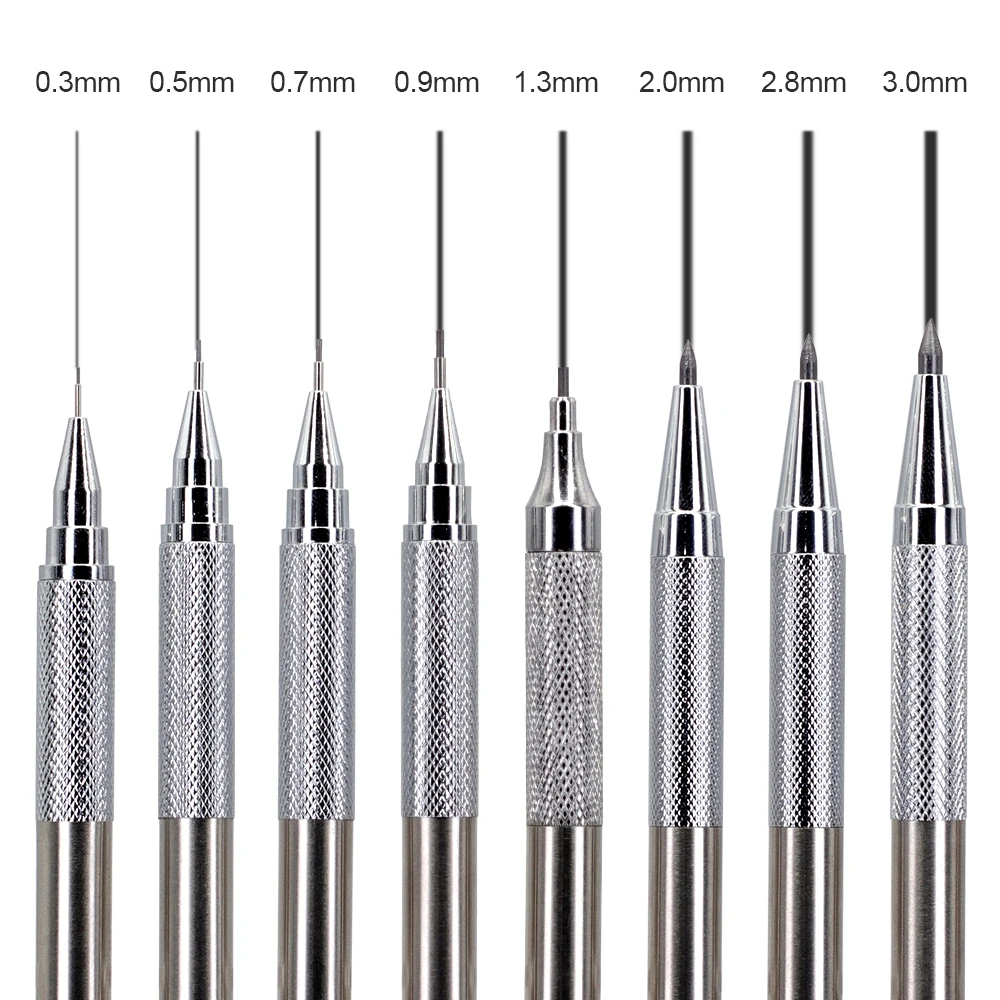 0,3/0,5/0,7/0,9mm Metall-Druckbleistifte-Set mit 2B Minen-Nachfüllungen, Rutschfester Automatikbleistift für Schule und Schreibwaren – Detail 6