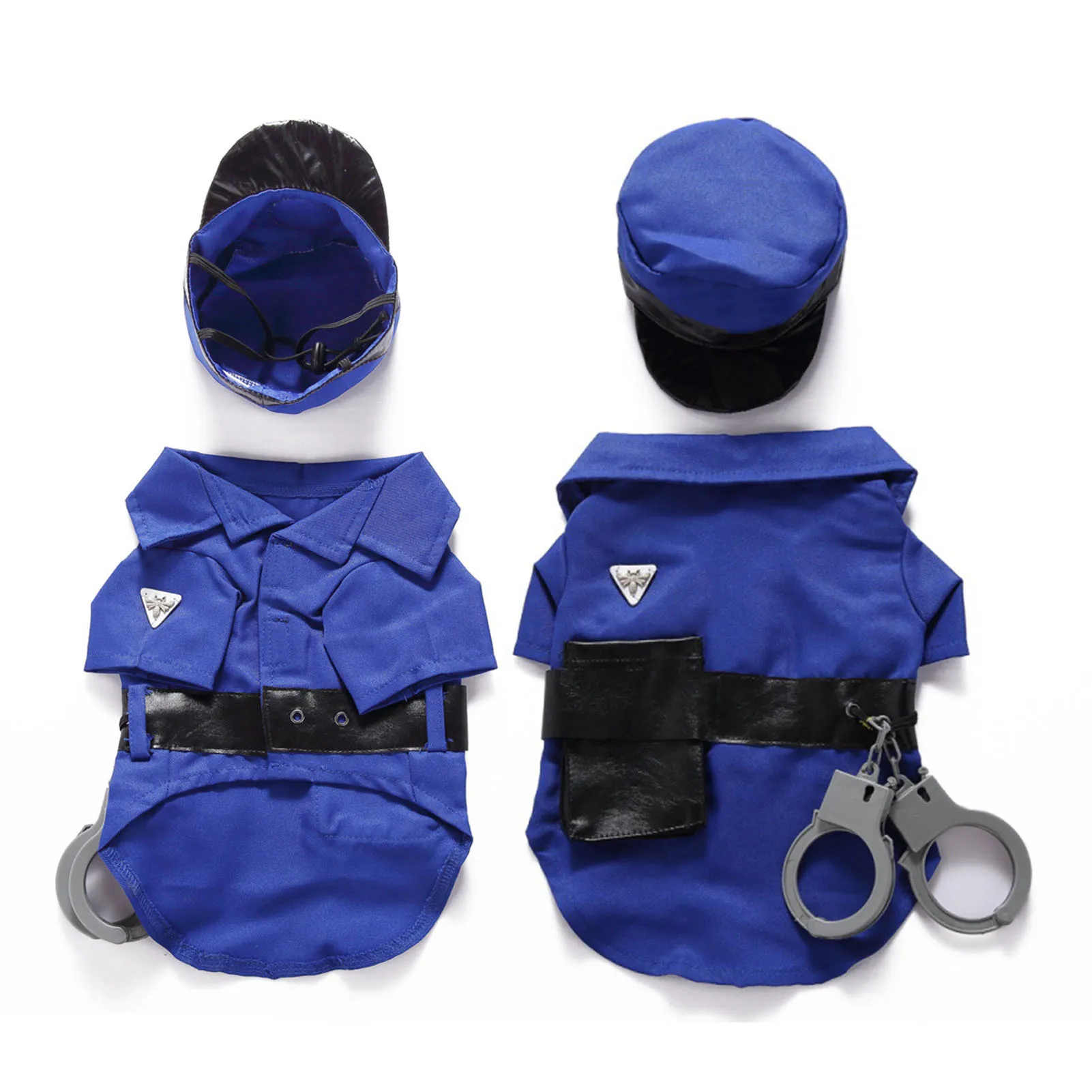 

Dog Cosplay Outfit Breathable Fashionable Puppy Funny Costume For Teddy For Christmas Halloween Party Blue Policeman