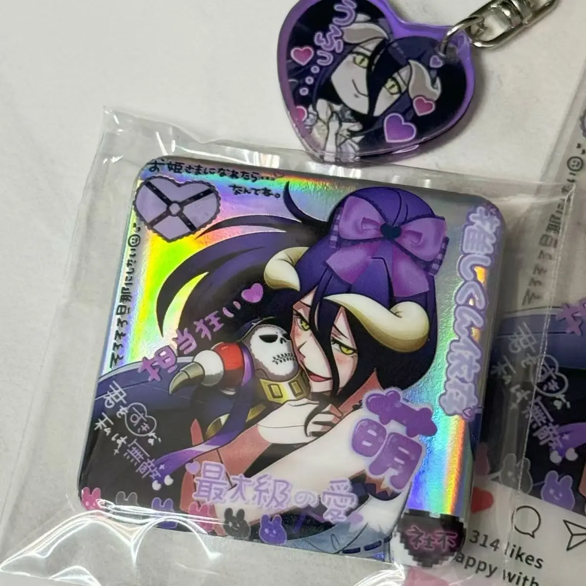 3 pz Overlord Anime Periferiche Albedo Figura Carta Acrilica Da Collezione Re-cerazione Ragazza Sexy Albedo A Forma di Cuore Acrilico Giocattoli Ragazzo