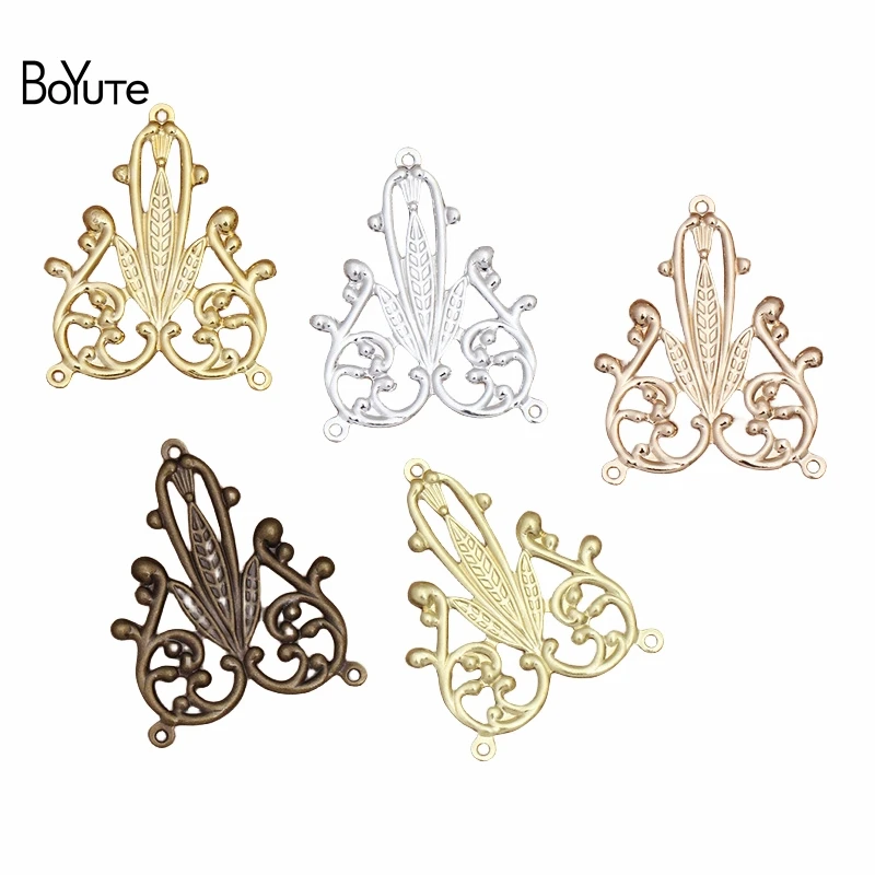 

BoYuTe (100 Pieces/Lot) 22*24MM Filigree Flower Plate Materials Vintage DIY Handmade Jewelry Accessories