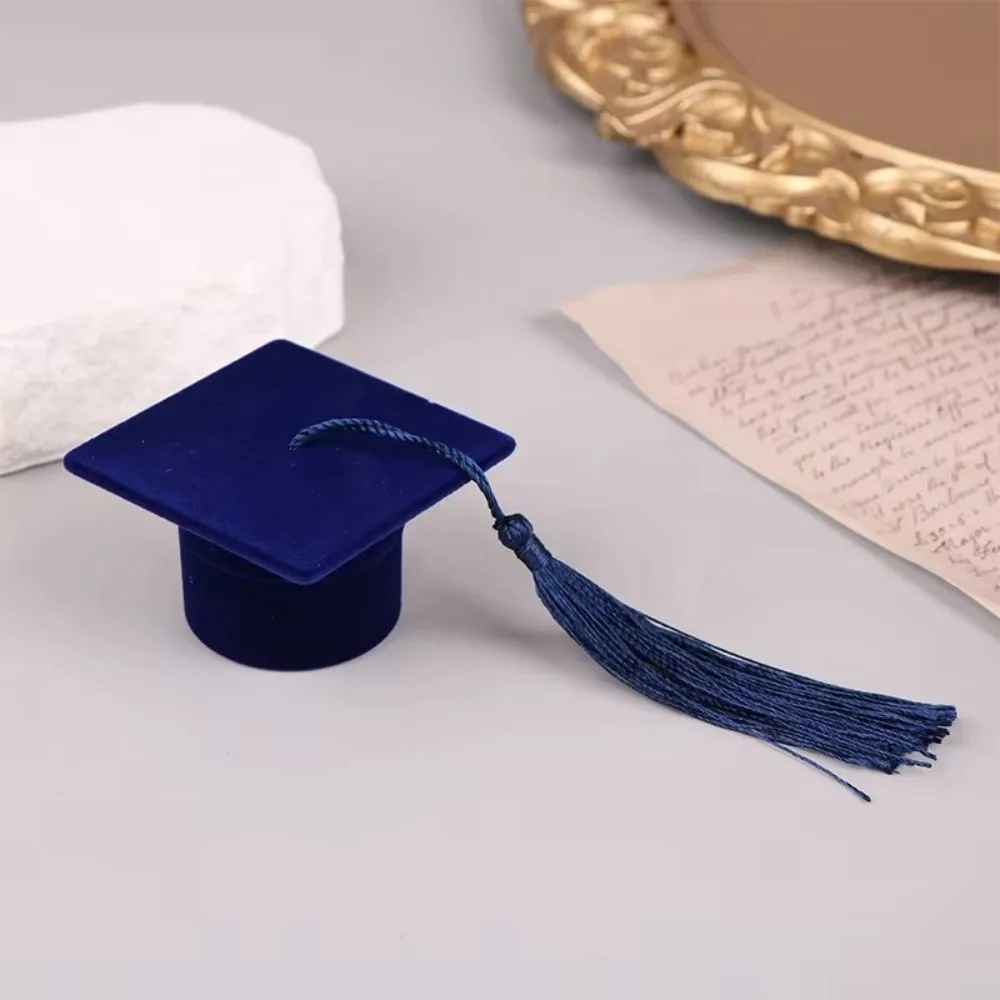 Velvet-Lined Graduation Cap Jewelry Box Multi-color Graduation Decor Phd Cap-Shaped Graduation Ring Box Portable Compact view 5