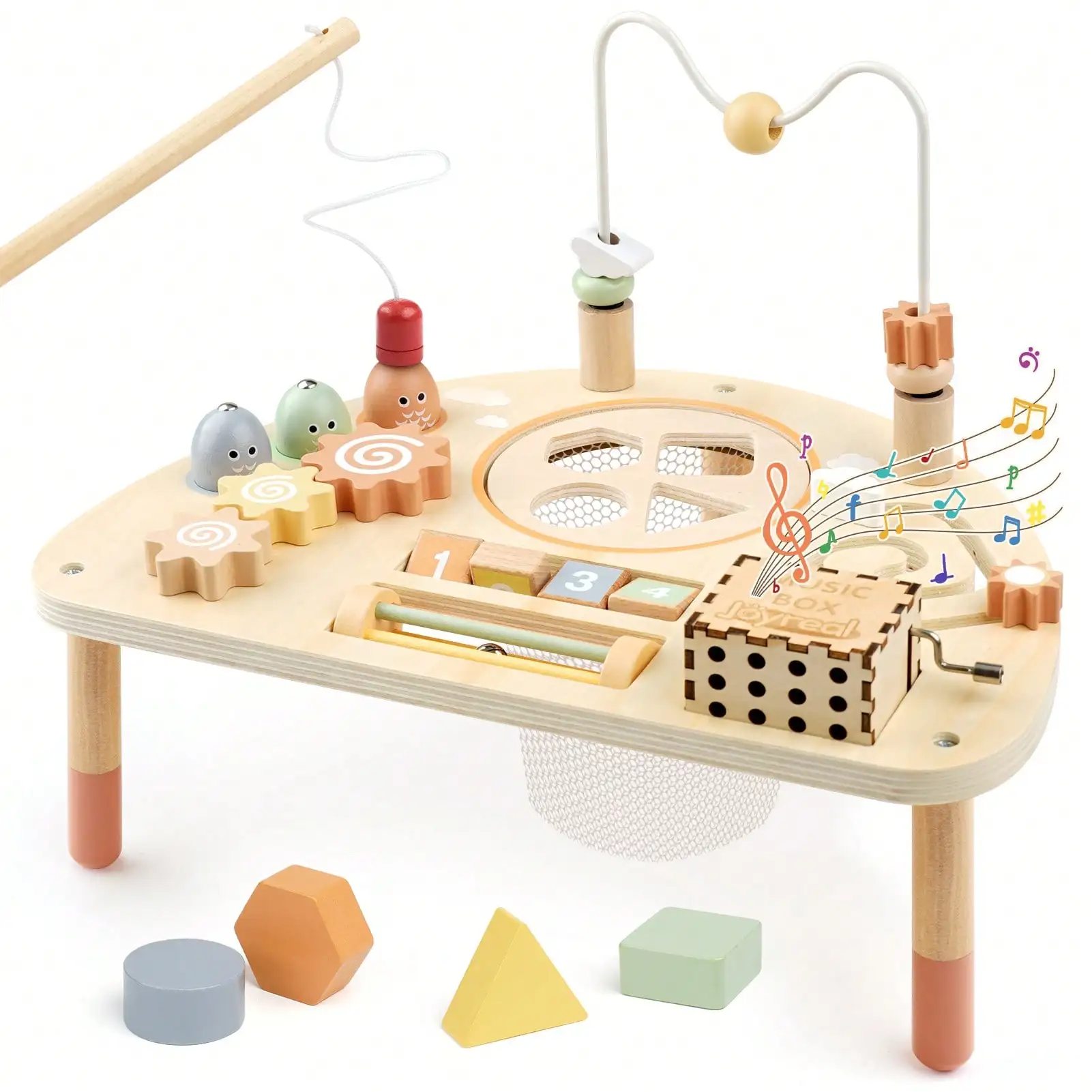 Vanplay Kids Activity Table, 8‑In‑1 Wooden Sensory Play Table Montessori Educational Toy for Boys & Girls Ages 18 Months and Up, Multifunctional Early Learning Play Center, Ideal Birthday & Christmas Holiday Gift for Toddler Baby