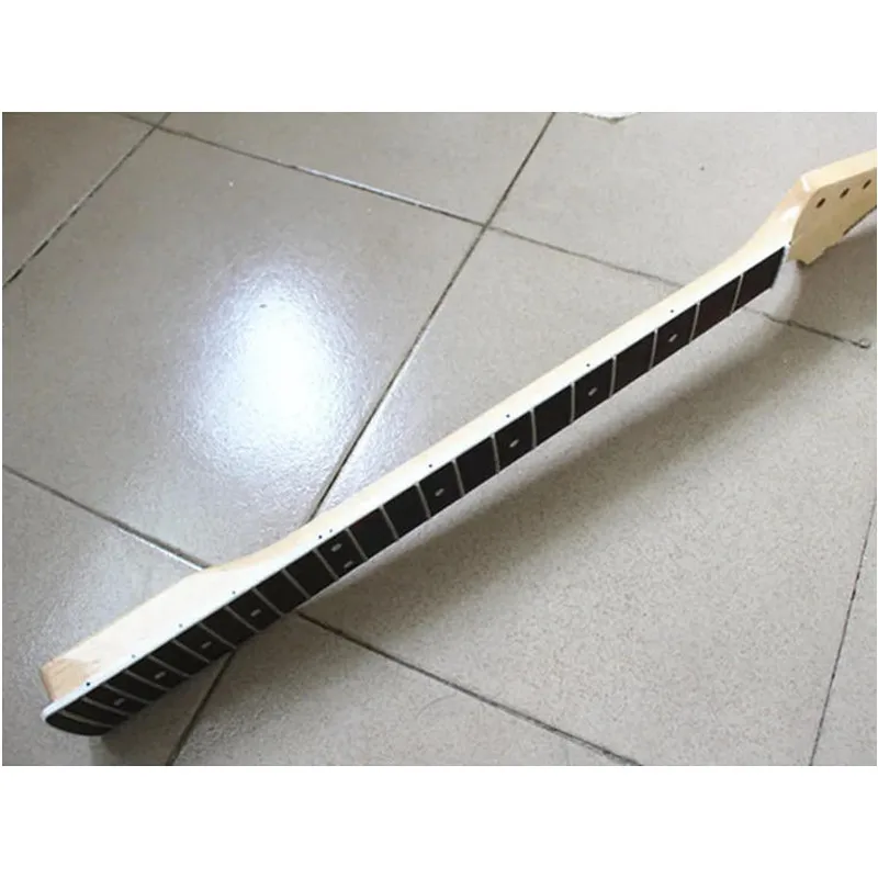 White binding 22 Frets Maple Electric Guitar Neck Rosewood Fretboard Glossy Paint Wood Color Guitar Parts Accessories