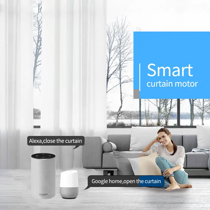 Smart  tuya zigbee curtain motor smart life work with alexa ,Googlehome with remote Customized Electric Curtain track smart home