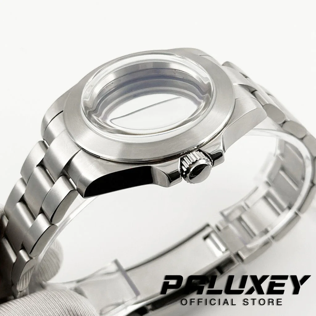 40mm Brushed Oyster Bracelet Dive Watch Case Blue AR Coating Glass Slope Bezel For NH34 NH35 NH36 NH38 ETA2824 PT5000 Movement