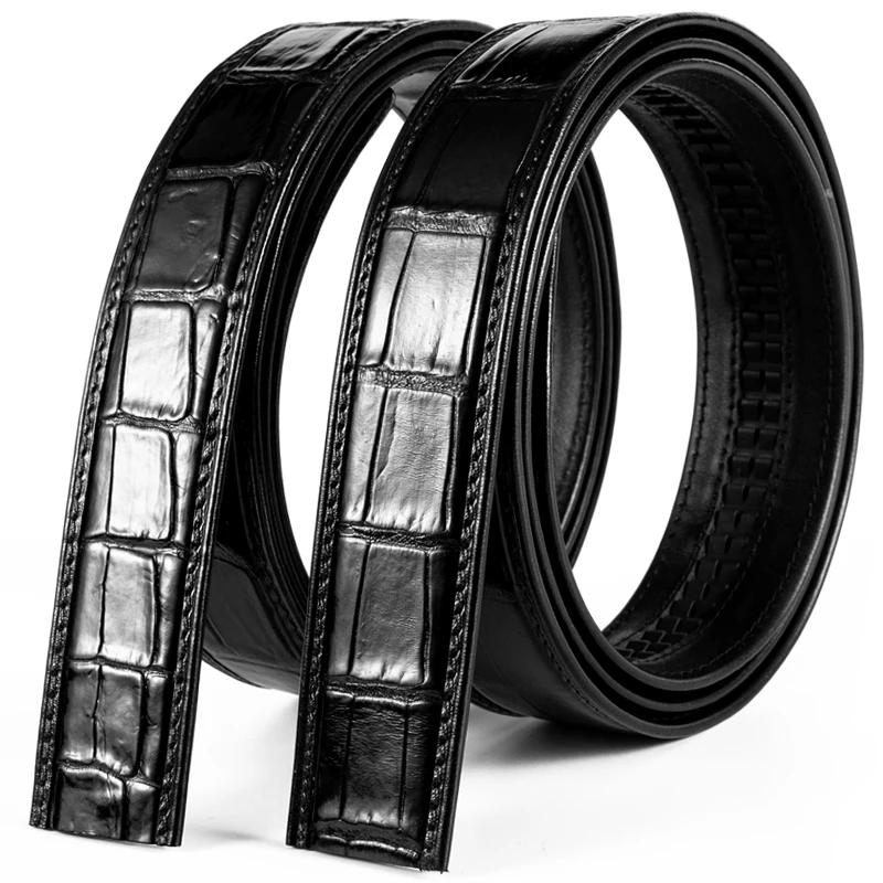 

Headless Leather Belt For Men Crocodile Belly Belt 2023 Genuine Leather Needle Buckle Belt Business Leisure No Splicing Belt 3.5