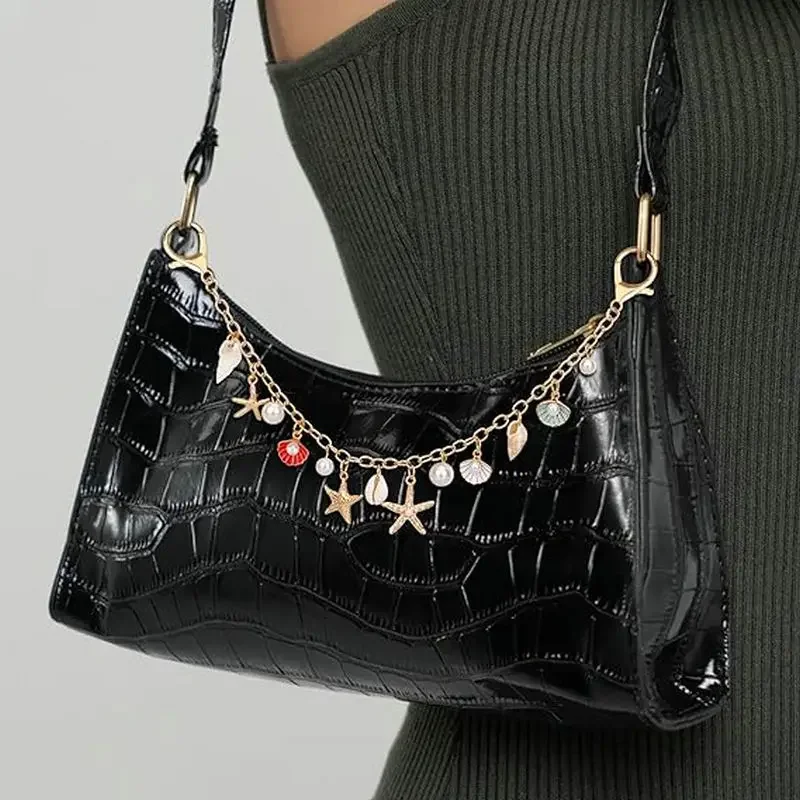 Dijes de bolso para bolsos, llavero dorado, colgante de concha para bolso, accesorios para bolso para mujer, fabricación de joyería, decoración DIY