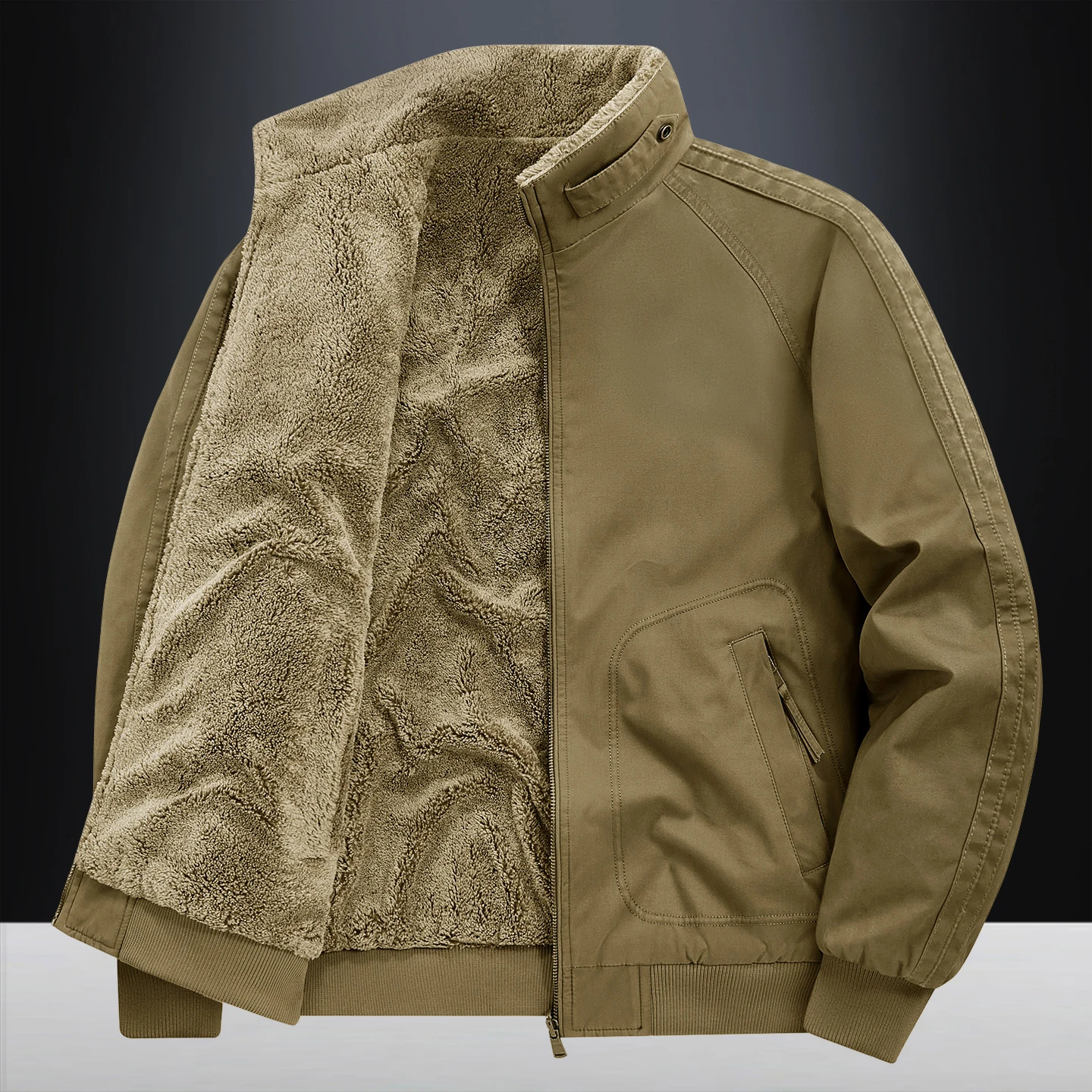 New Autumn Winter Men Washed Cotton Reversible Flight Jacket Lamb Fleece Fleece Lined Thick Warm Outerwear For Middle Aged Male