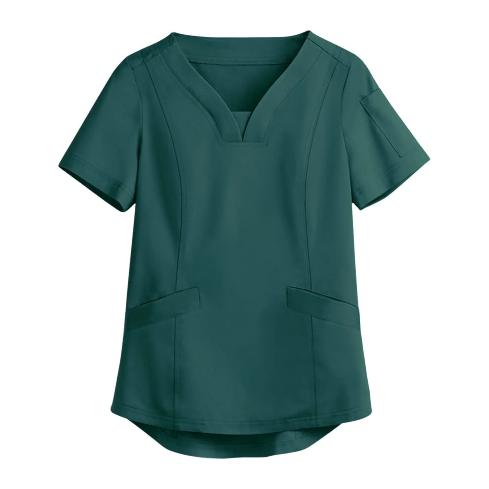 Solid Color Medical Uniform Women V-Neck Short Sleeve Blouse Spa Pet Scrubs Top Surgery Nursing Healthcare Workers Nurse Uniform