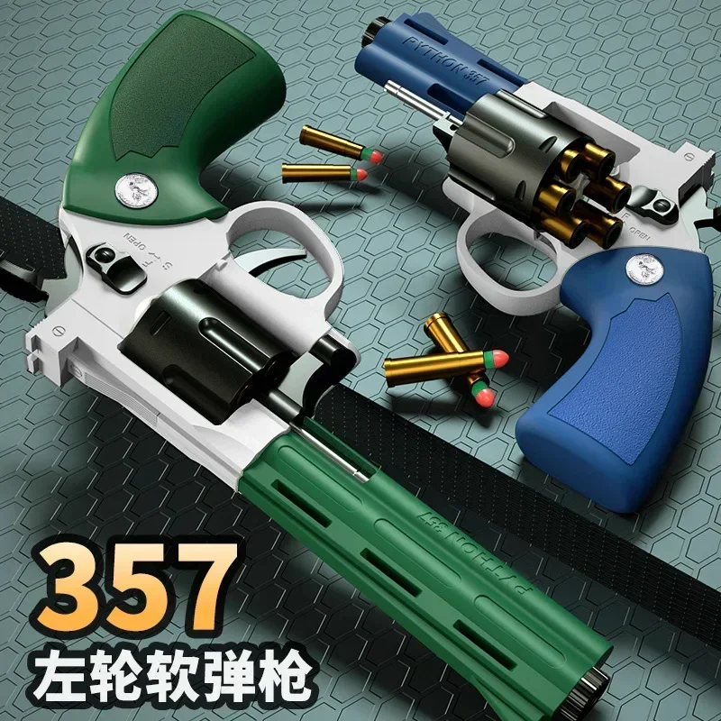 ZP5 357 Alloy Revolver Soft Bullet Pistol Soft Dart Bullet Launcher Toy Gun Fired Pistol Boy Simulation Toy Repeating Pistol Gun