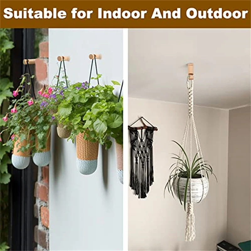 1/2Pcs Natural Wood Wall Plant Hangers Hanging Flower Pot Hook Nordic Flower Bracket for Lanterns Wind Chimes Balcony Home Decor