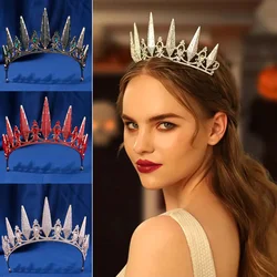 Baroque Vintage Retro Black Tiaras Crowns Rhinestone Veil Tiara Luxury Bridal Crystal Princess Queen Diadem Wedding Accessories