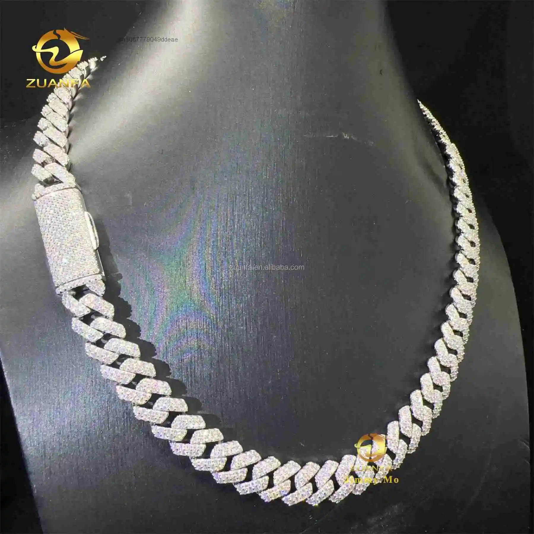 Selling Hot Popular Box Clasp 925 Solid Silver 12mm Two Rows Iced Out Hip Hop VVS1 Moissanite Miami Cuban Link Chain..