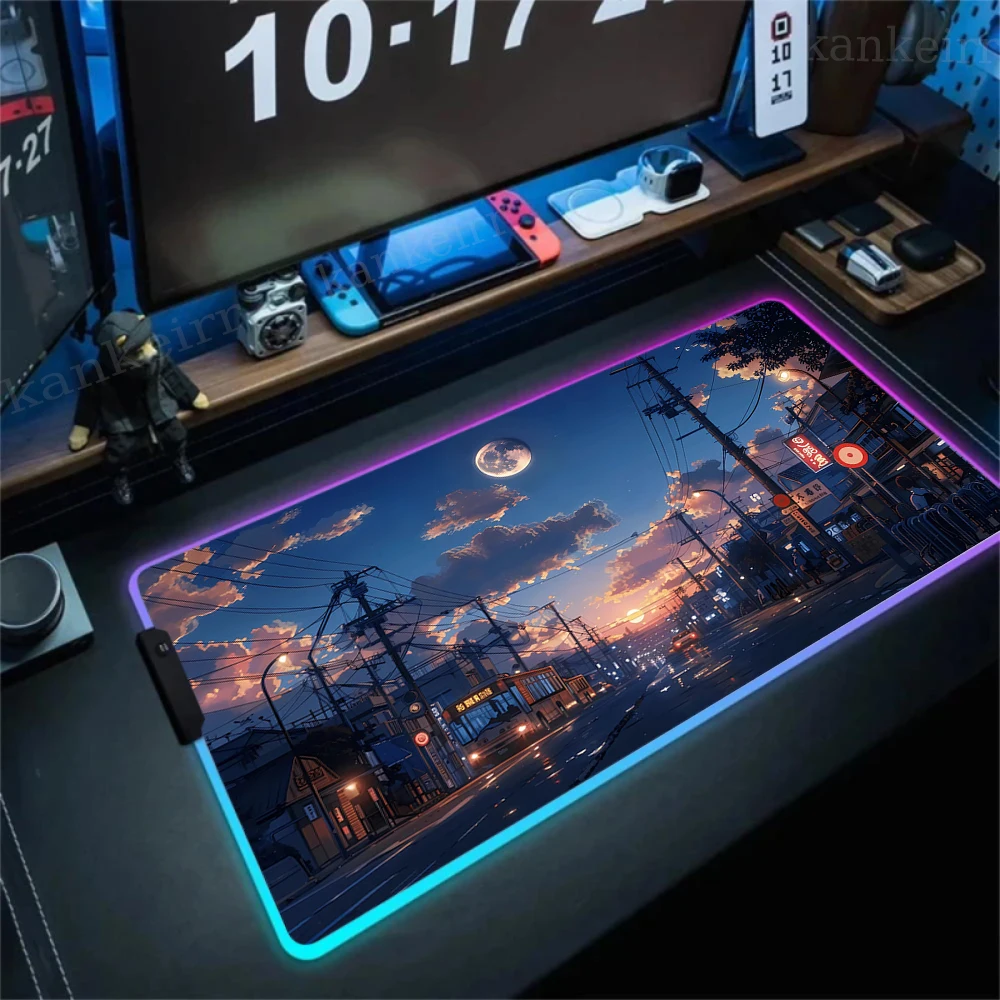 RGB Sky Large Mouse Pad PC Gaming Accessories Musepad Nature Landscape Rubber Computer Led Desk Mat Xxl Backlight Extended Pads