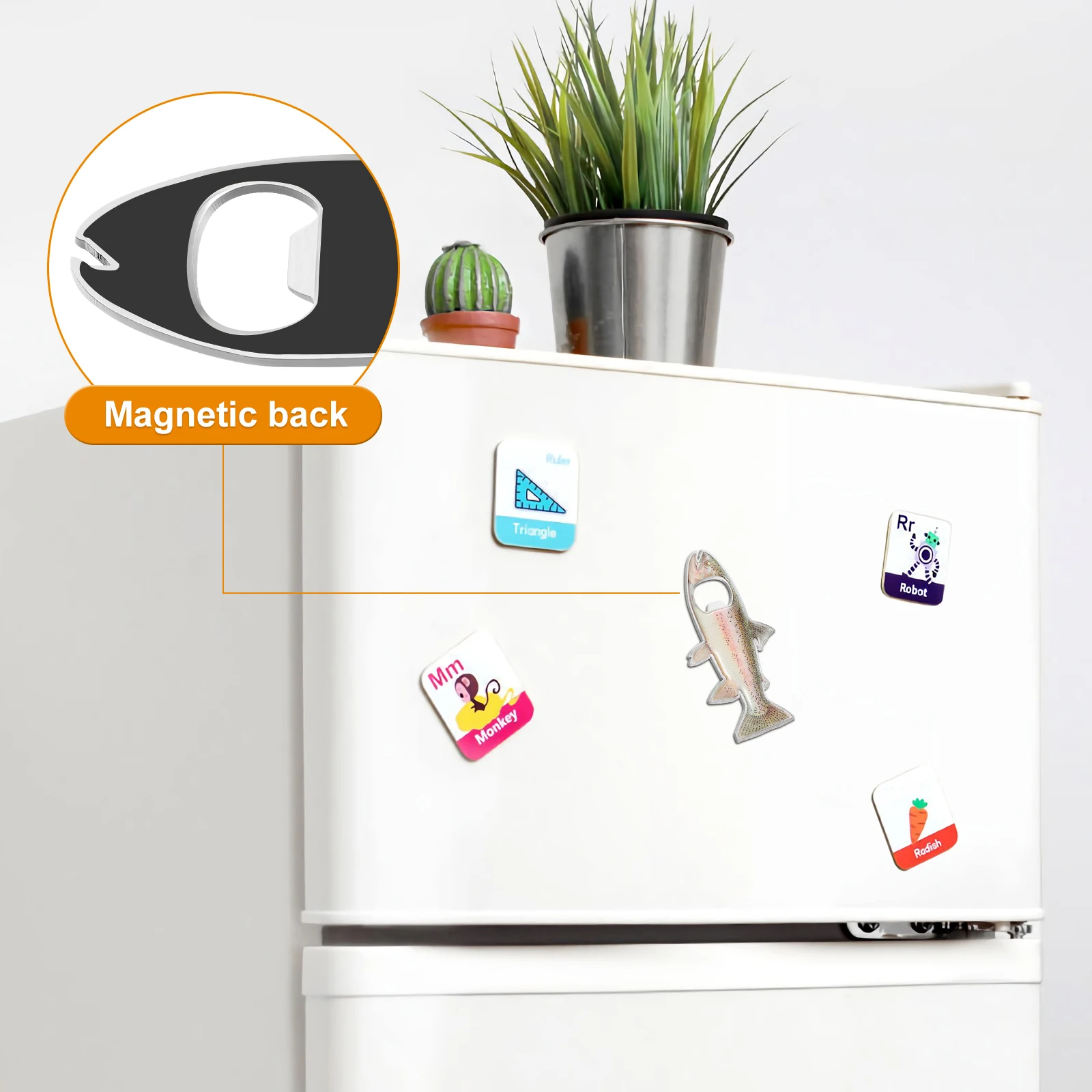 

Fish Animal Bottle Opener Magnetic for Fridge Stainless Steel Trout Refrigerator
