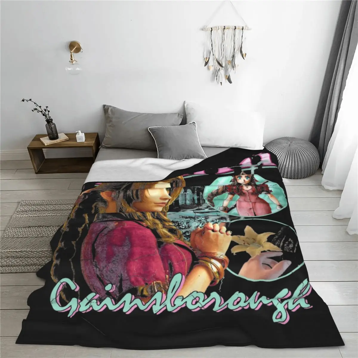 Aerith Gainsboro Final Fantasy 7 Blanket Flannel Summer Breathable Super Warm Throw Blanket for Bed Outdoor Rug Piece