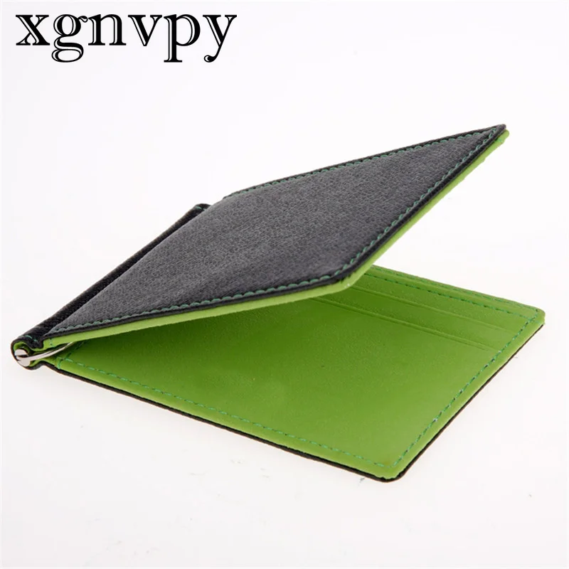 Xgnvpy New Solid Color Men Wallet Small Short Skin Wallets Purses PU Leather Money Clips Sollid Thin Wallet  Men Purses 4 Colors