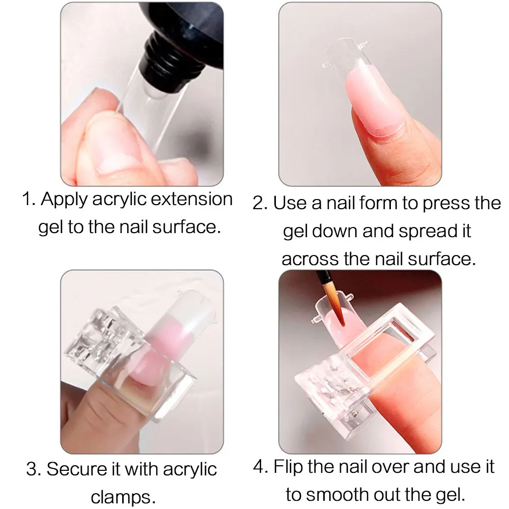 5 Pcs Flexible Soft Poly Gel Nail Tips Dual Forms Quick Building Mold Clip Set Finger Nail Extension Acrylic UV Builder Manicure Tools Kit for Professional Salon DIY Nail Art Design At Home Accessories view 4