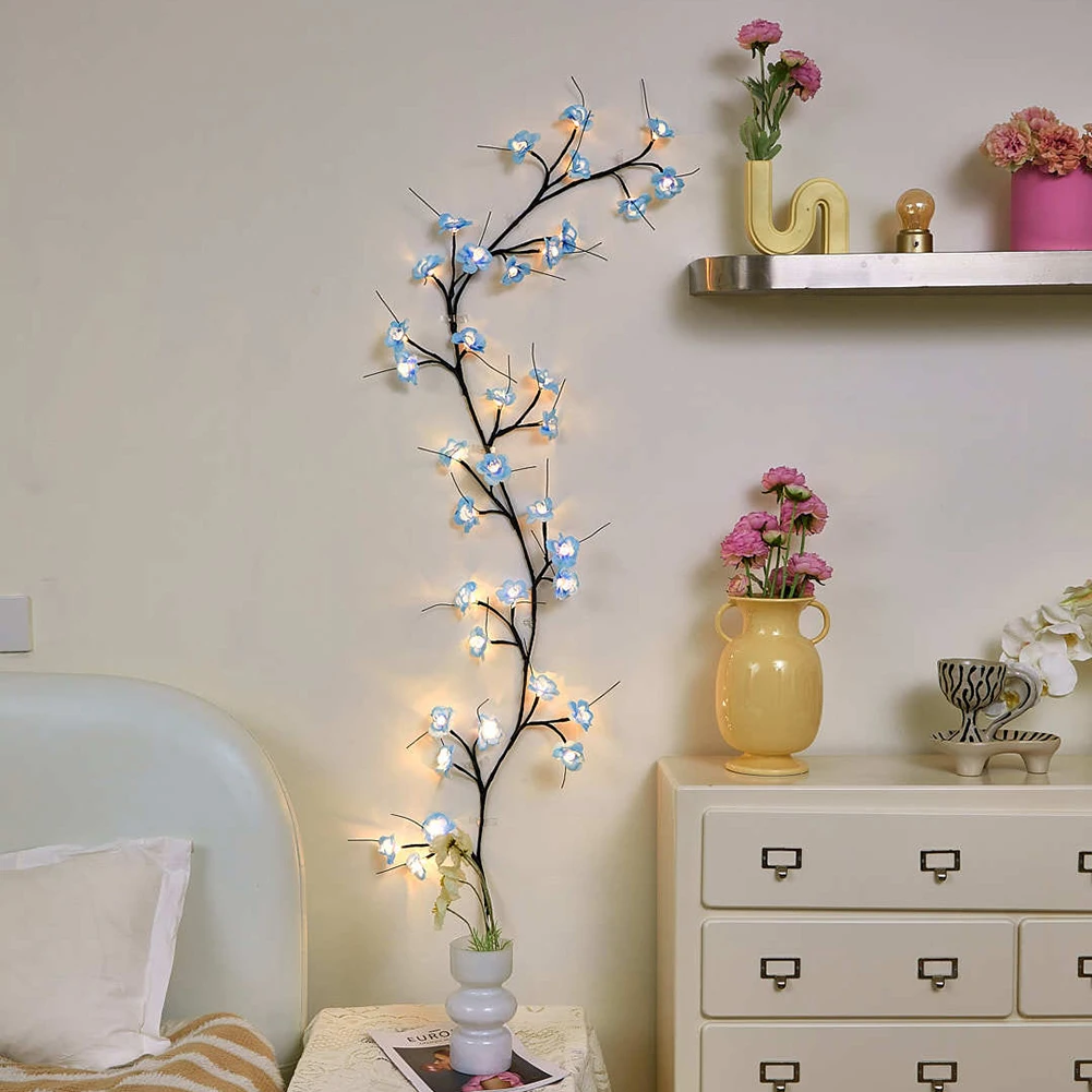 

LED Branch Light with Remote Control Artificial Flower Vine Light Bendable DIY Fairy Light USB Plug In for Wall Window Decor