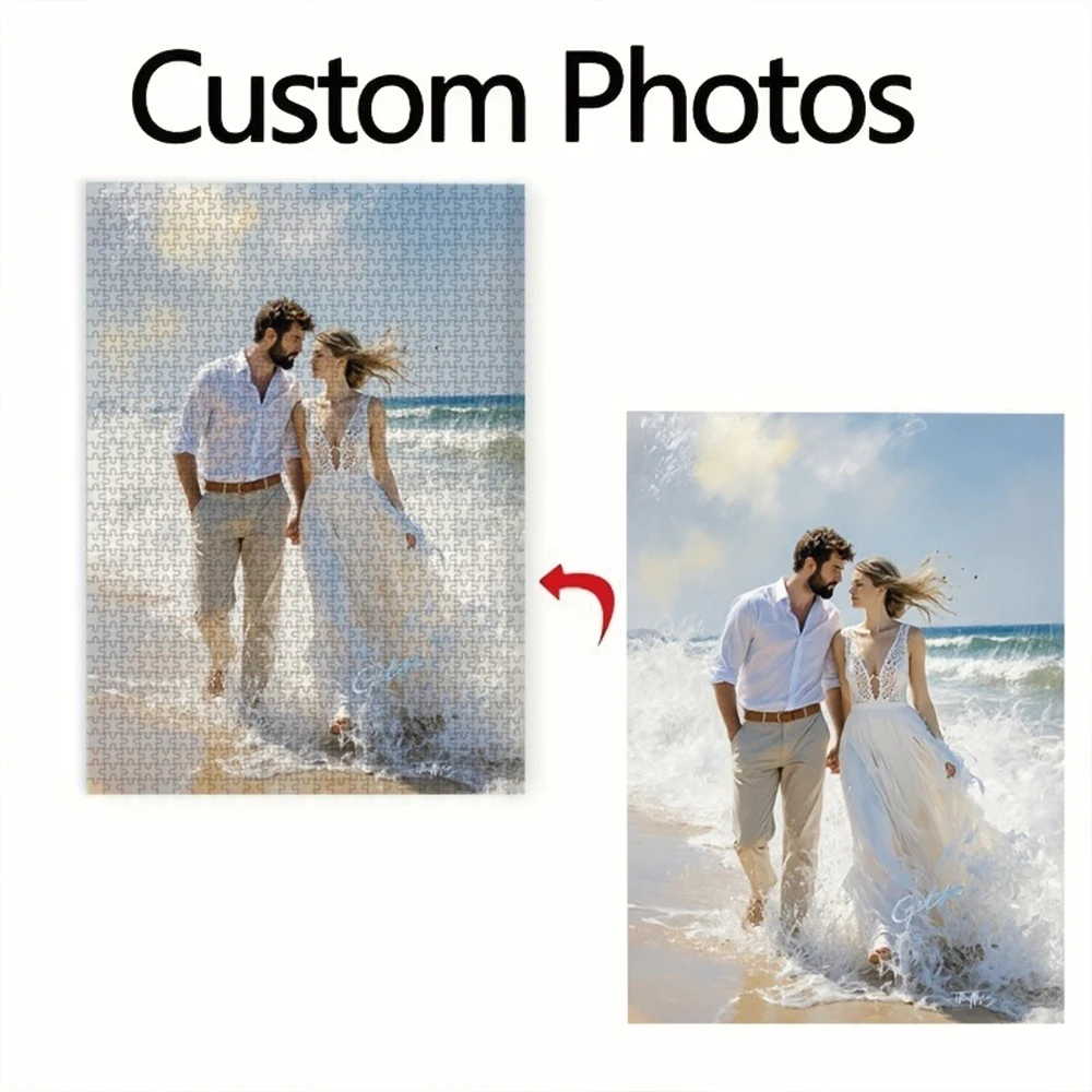 35/300/500/1018pcs Personalized Custom Photo Puzzle Couple Photos DIY Toy Decoration Collectiable Gift Present Christmas