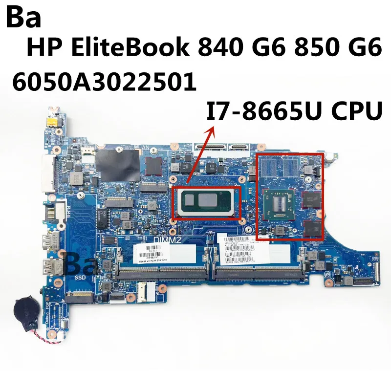 

For HP EliteBook 840 G6 850 G6 Laptop Motherboard 6050A3022501-MB-A01 CPU I7-8665U SRF9W