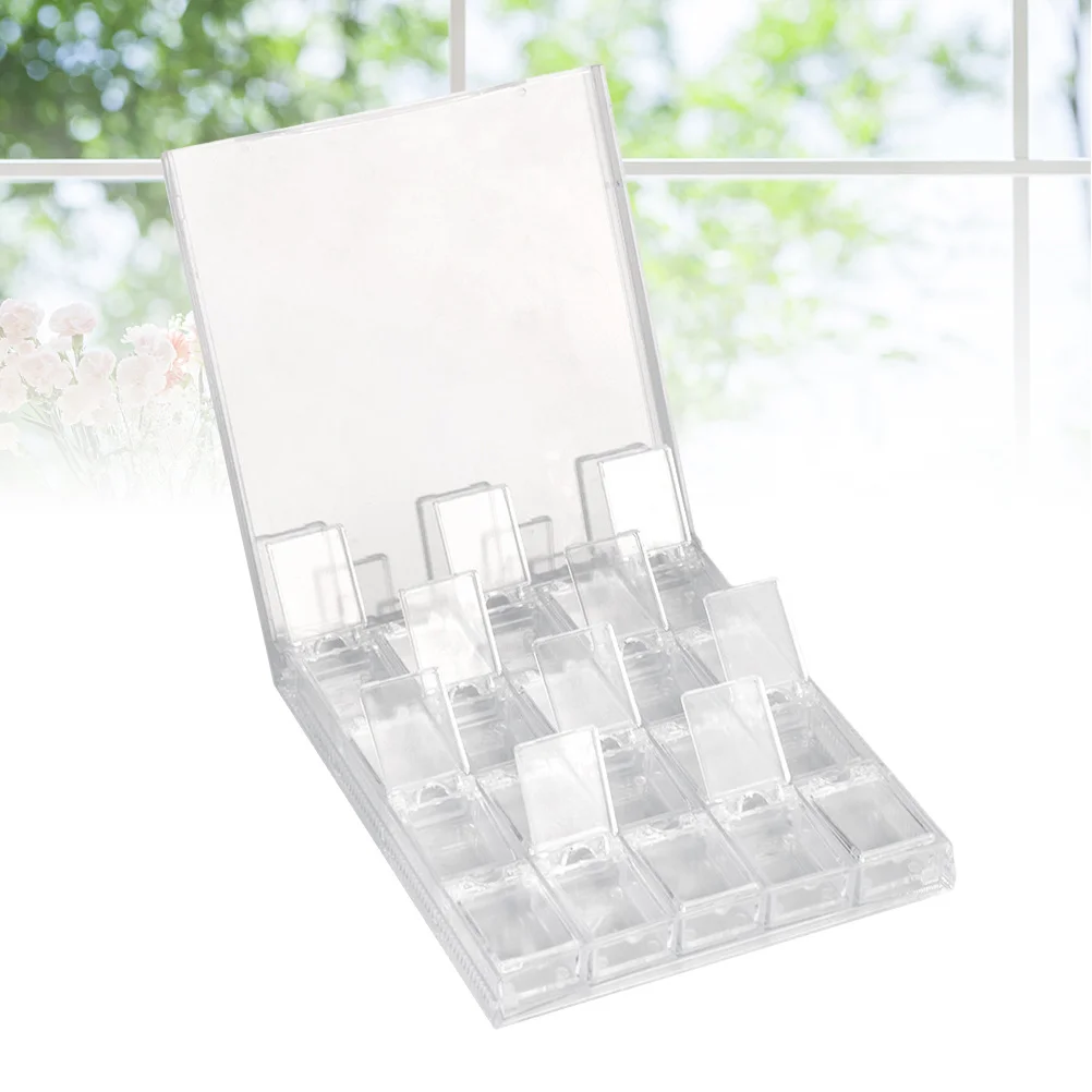 1 pçs caixa de armazenamento de glitter do prego com 20 slots caso transparente organizador para contas da arte do prego lantejoulas diamante jóias manicure