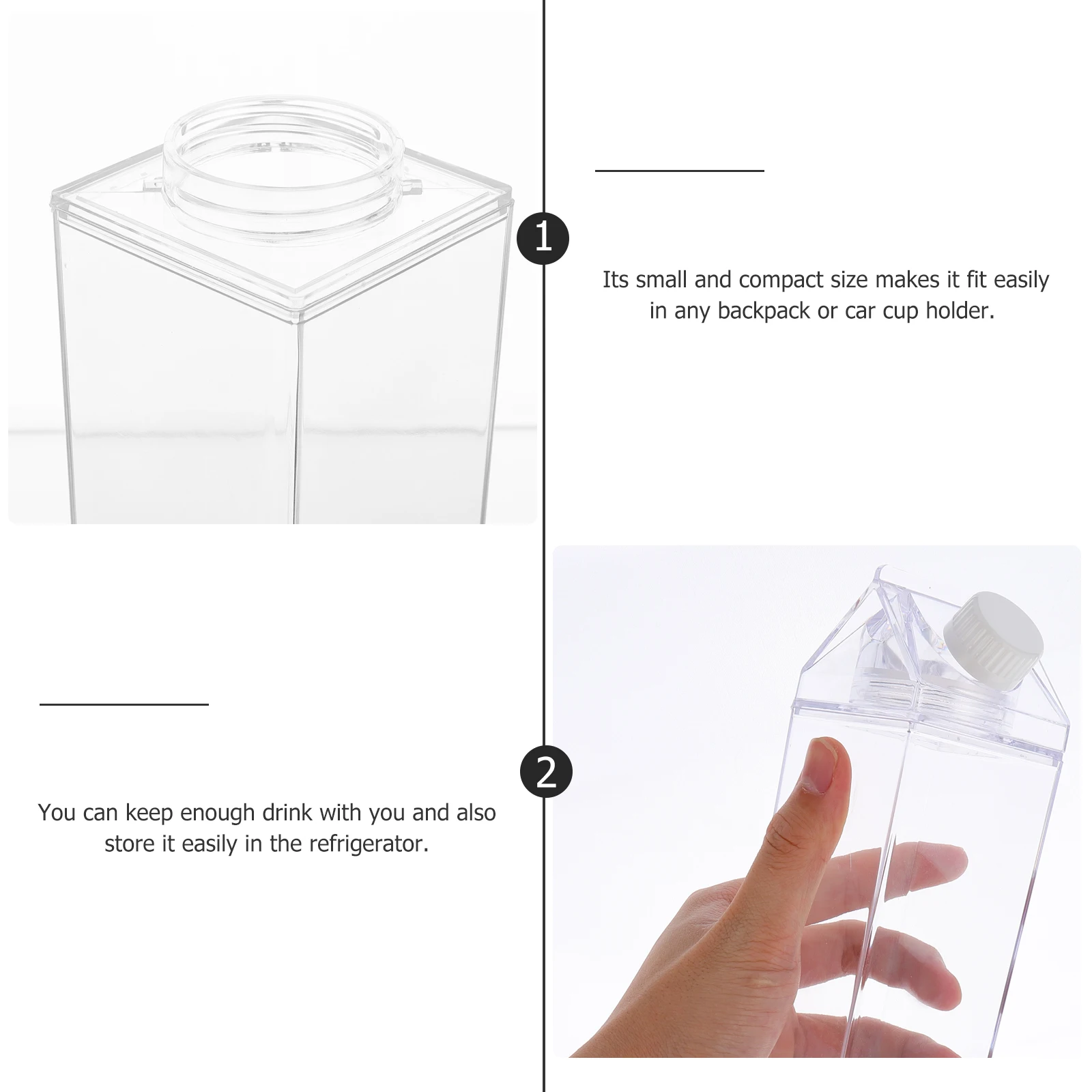 

2pcs Love Cup Clear Shaped Jar Transparent Household Fruit Juice Leakproof Travel Bottle Plastic Glass