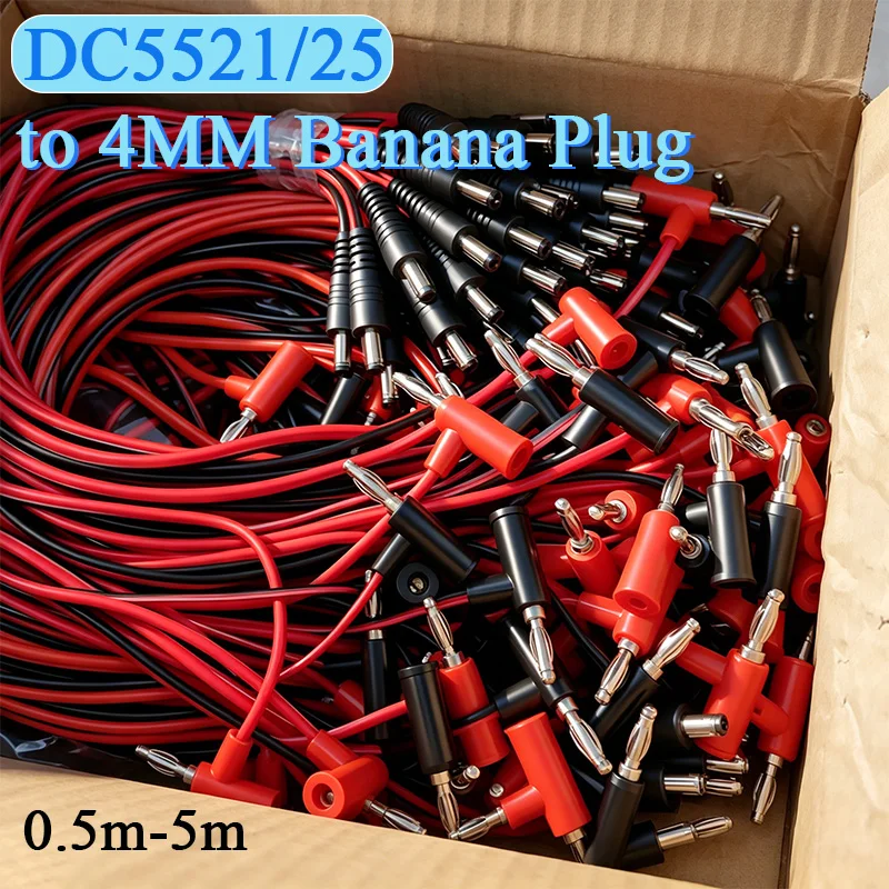 DC5525/21MM Male to 4MM Banana Plug Wire DC Power Adapter Connection Cable DC to Gun-type Lantern Head Connector Line 0.5m-5m