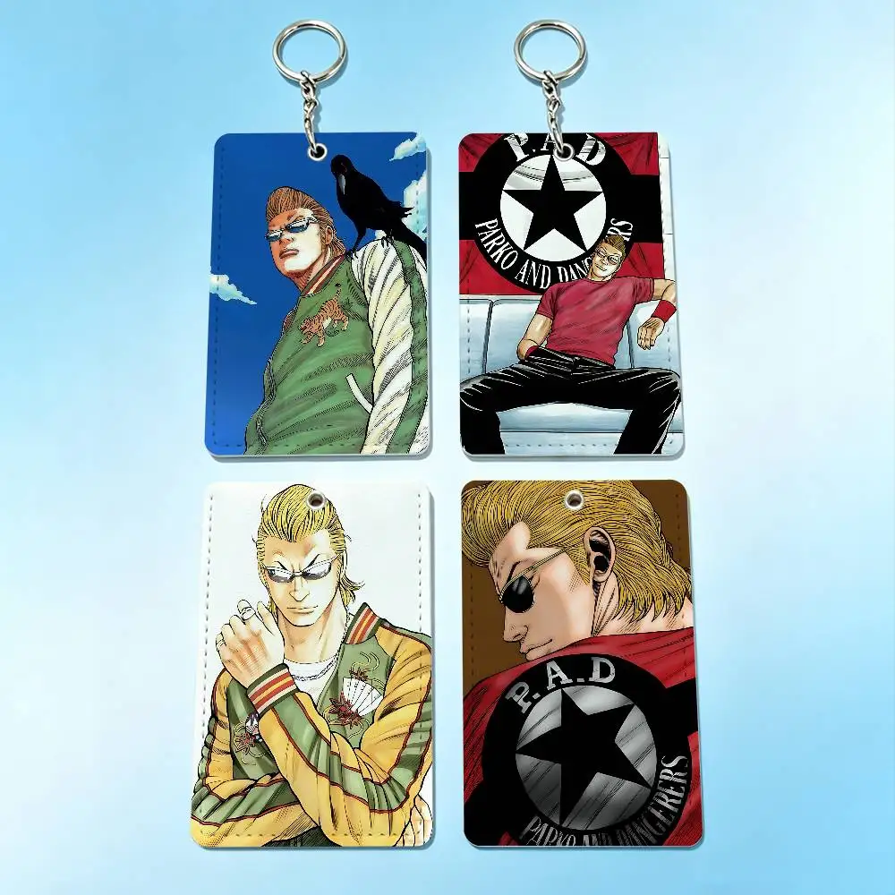 W-Worst C-Crows Zero Comics Card Holder Men And Womenn Universal Antirust Keychain Learther Access Drop Key Tag Ring