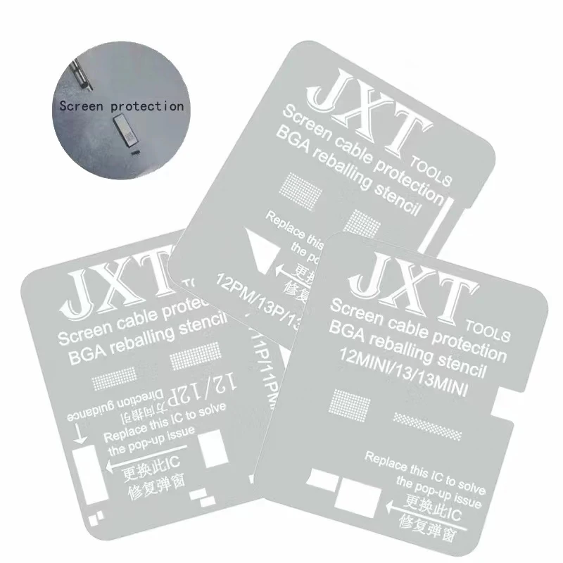 

JXT Tools screen cable protection BGA reballing stencil for iphone 11 11pro 11pro max 12 12p 12pm 13p 13pm 12mini 13 13mini