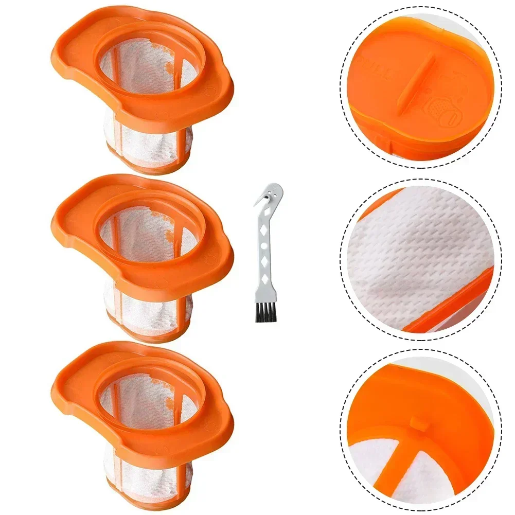 3 pçs filtros & 1pc escova de limpeza para black + decker bhhv320b bhhv320j bhhv520bf aspirador de pó aparelho de limpeza doméstica reposição