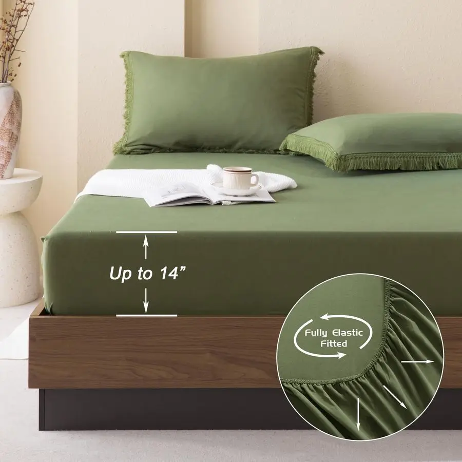 

Комплект одеял King Size с простынями оливково-зеленого цвета, состоящий из 7 предметов. Кровать в сумке. Комплекты постельного белья с кисточками в стиле бохо, всесезонный комплект постельного белья с бахромой и C.