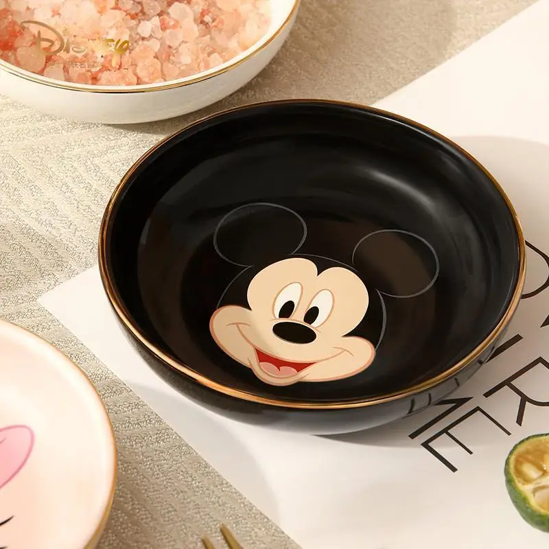 Disney Mickey Minnie Donald Duck Daisy Duck Cartoon Cute Round Household Ceramic Snack Hot Pot Dipping Dish Ingredient Plate