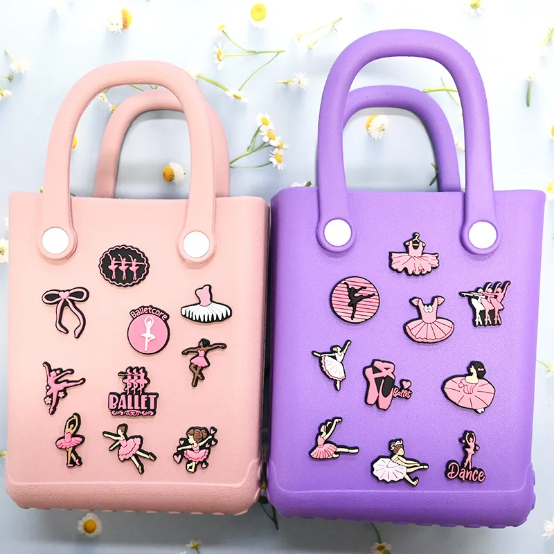 1-20Pcs Pink Ballet Dance Girl PVC Garden Shoes Buckle Clog Charms Adult Sandals Decorations DIY Women Backpack Party Gifts