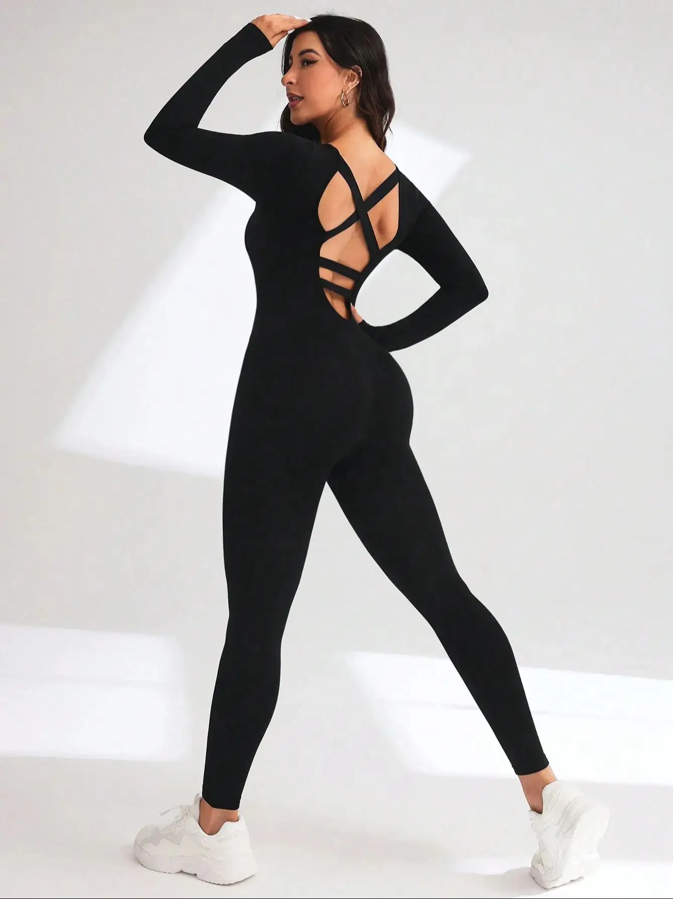Damen Yoga Jumpsuits Workout Langarm Sport Jumpsuits – Detail 2