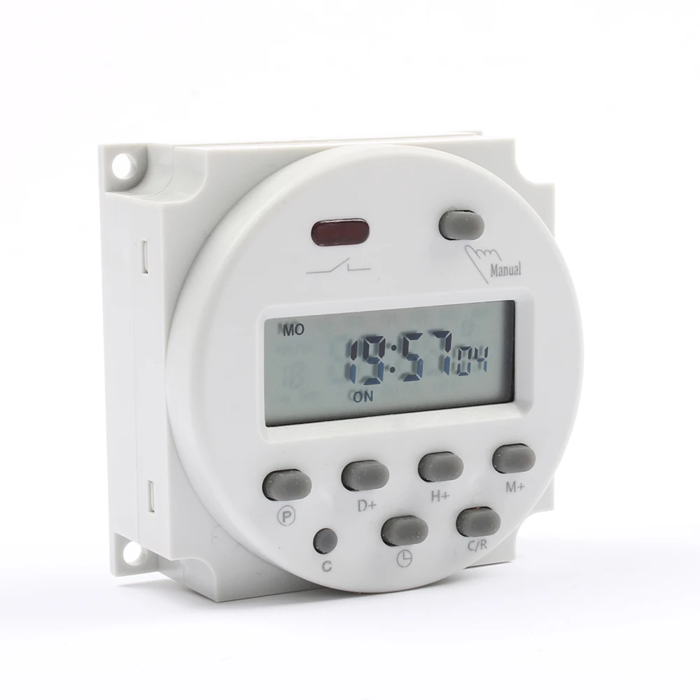 No Lock AC DC 12V Round Digital LCD Power Timer Weekly Programmable Electronic Time Relay Switch 8A TO 16A CN101 Weekly