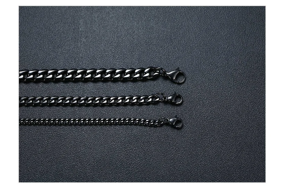 3-11MM klassische kubanische Kette Halskette für Männer Frauen, Silber Schwarz Gold Grau Farbe Edelstahl Ketten, Basic Punk Schmuck Geschenk – Detail 4