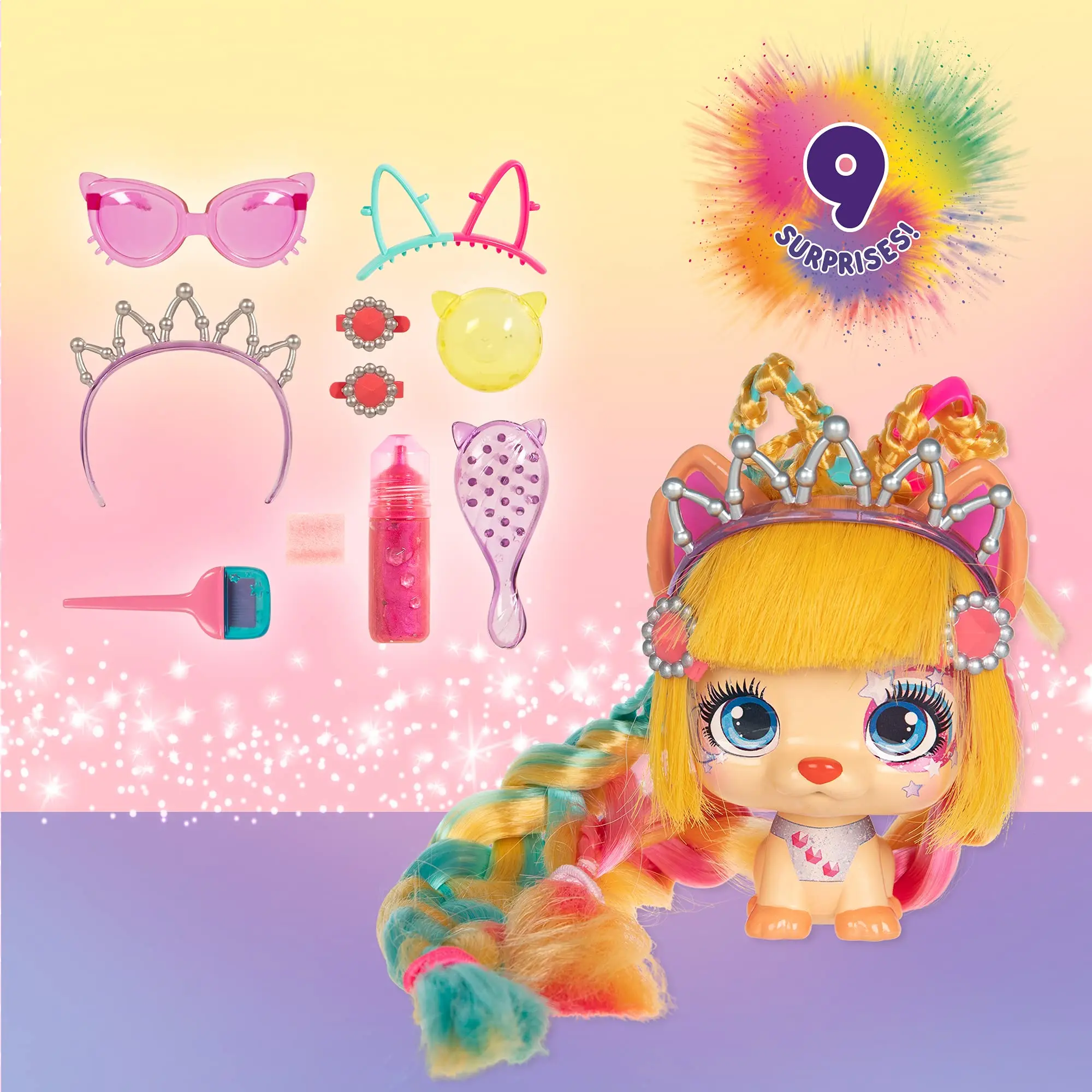I Love VIP Pets Color Boost Collection Surprise Hairdressing Pet Dog Blind Box Bottle Trendy Braided Doll Toy view 4