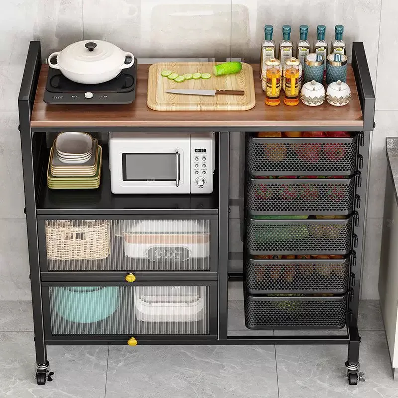 

Shelf can be moved in multiple layers, floor-to-ceiling fruit and vegetable basket storage rack