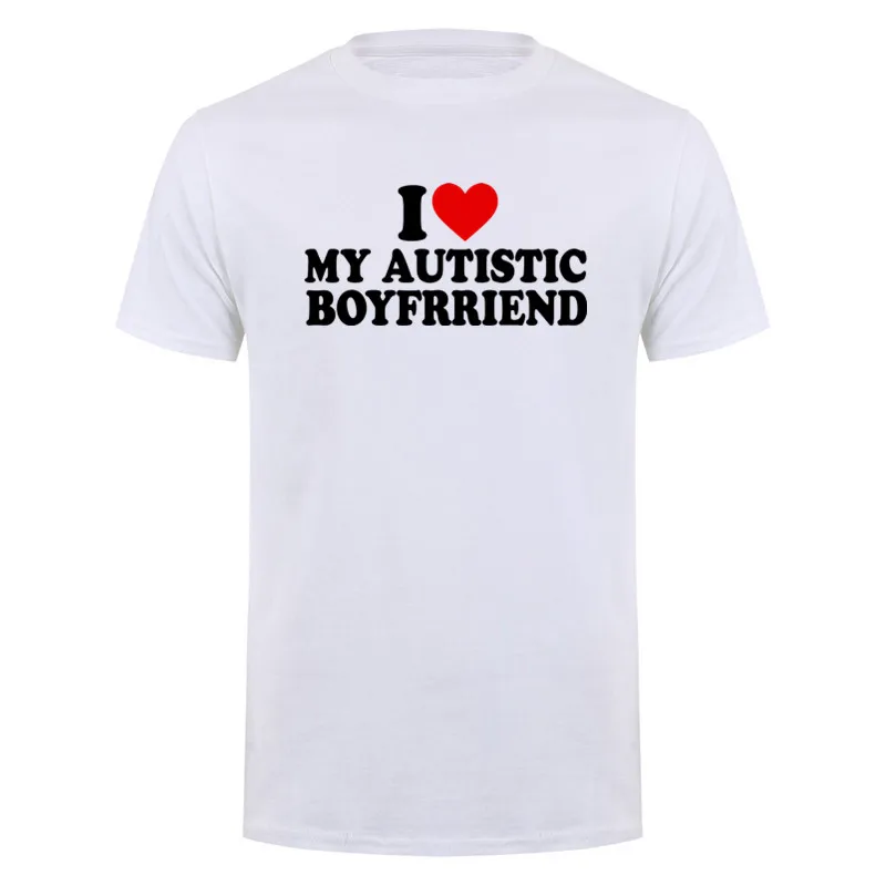 T-Shirt „I Heart Love My Autistic Boyfriend Girlfriend“, lustiges Geburtstagsgeschenk, T-Shirt, 100 % Baumwolle, Unisex, individuelle T-Shirts DY-391 – Detail 6