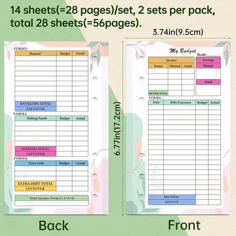 A6 Färgglad Lösblads Anteckningsbok Refill Spiralpärm Innersida Budgetsida Veckovis Månadsvis Inuti Papper Brevpapper 8 best sales A6-påfyllningspapper - №6