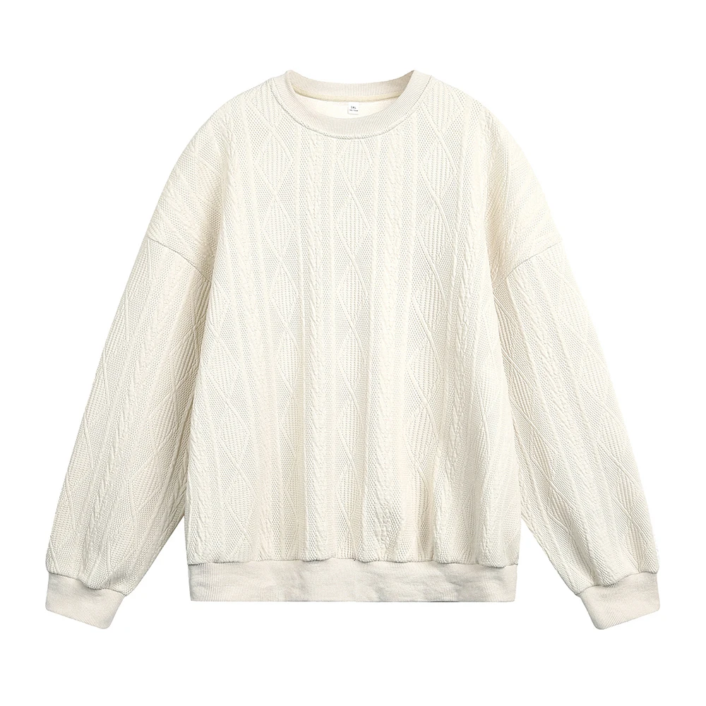 

Knitted Jacquard Pullover Men's O-neck Casual Drop-shoulder long Sleeve Ribbed Tops Autumn Fashion Loose Knitwear for Daily